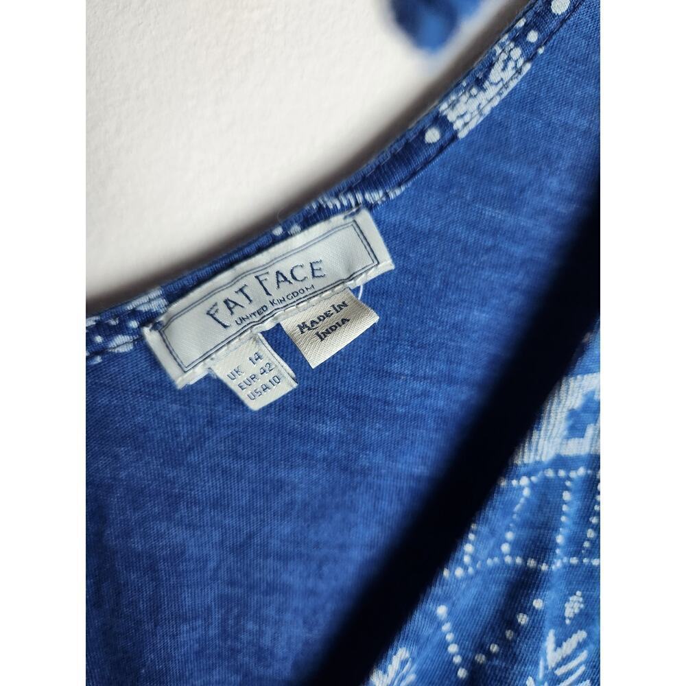 Fatface printed Midi Dress us sz 10 cotton eco natural beachy boho vacation - Picture 4 of 8